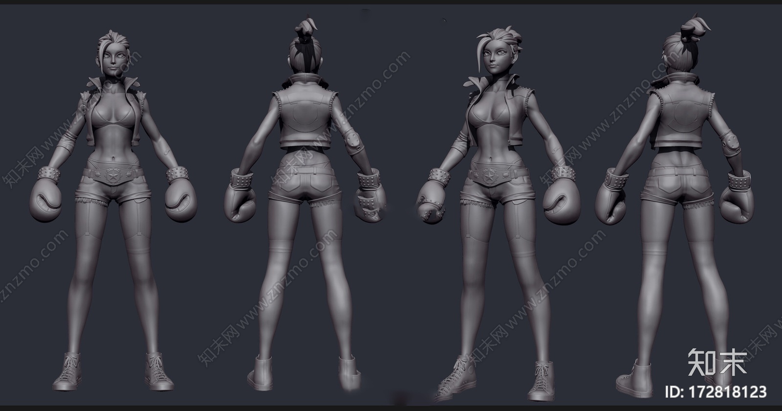 现代女拳击手CG模型下载【ID:172805106】