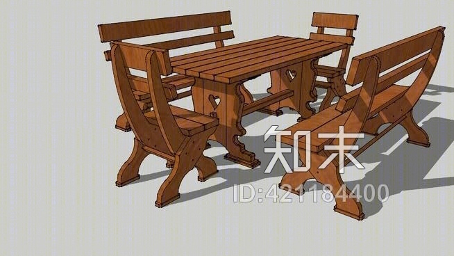 花园桌椅SU模型下载【ID:421184400】