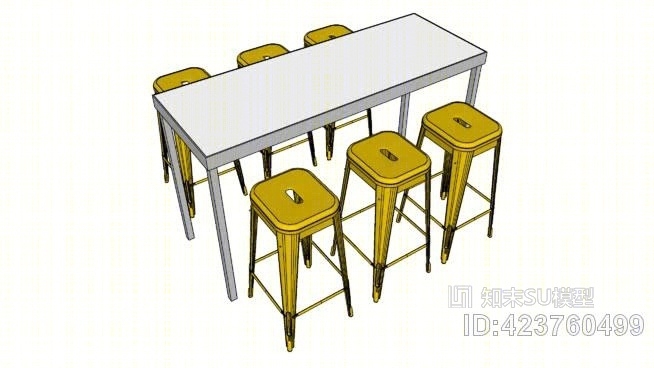 公共桌凳SU模型下载【ID:423760499】