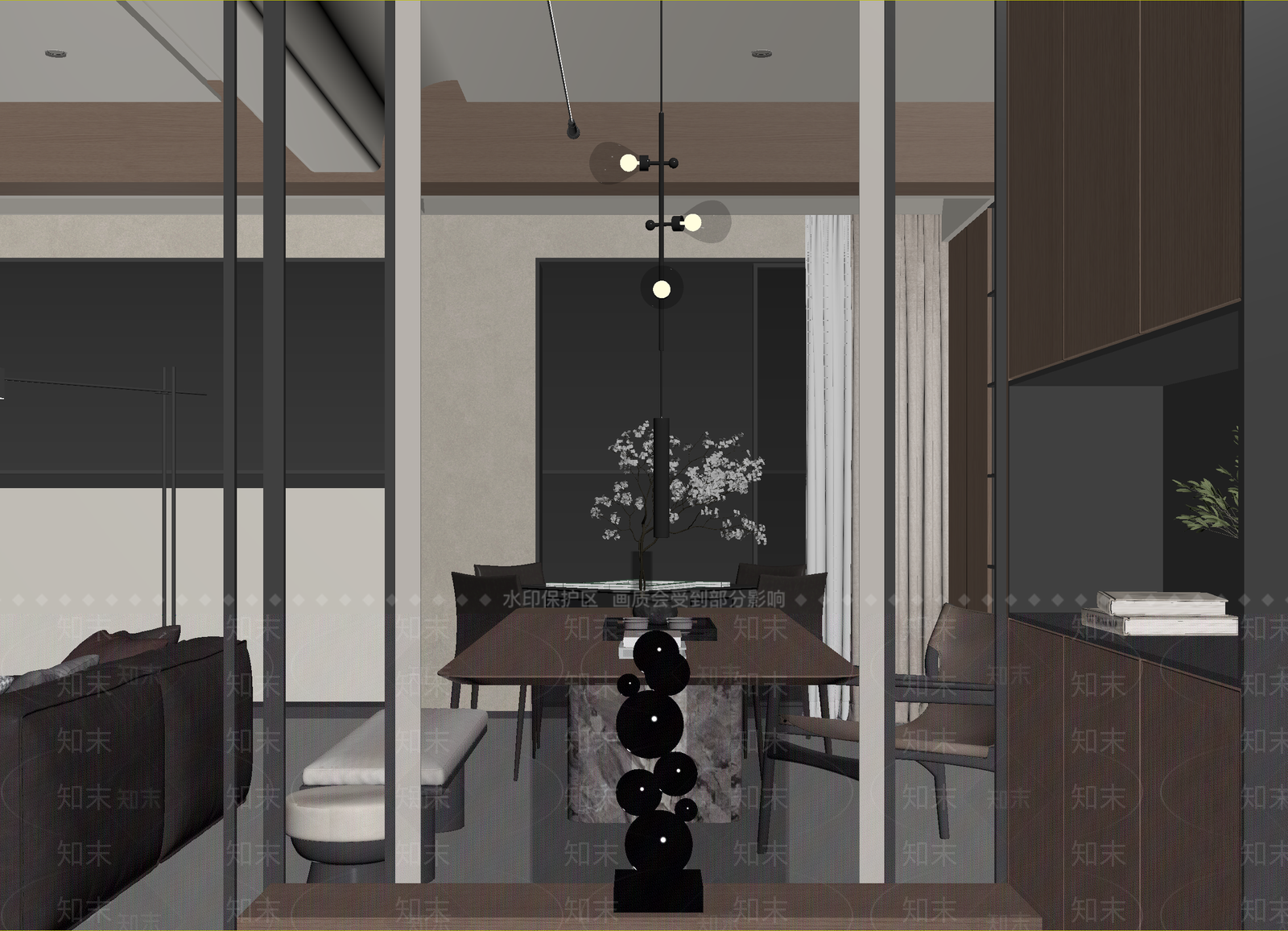 现代客餐厅3D模型下载【ID:1215097189】