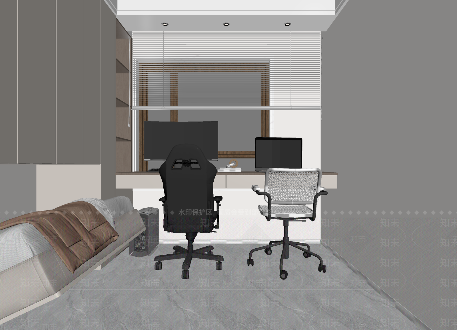 现代书房3D模型下载【ID:1215107287】