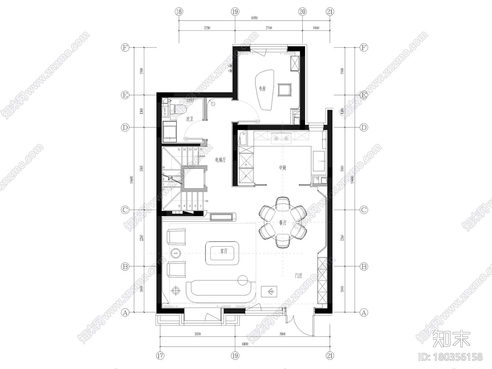 [天津]237㎡三居室下叠别墅装修设计施工图施工图下载【ID:180356158】