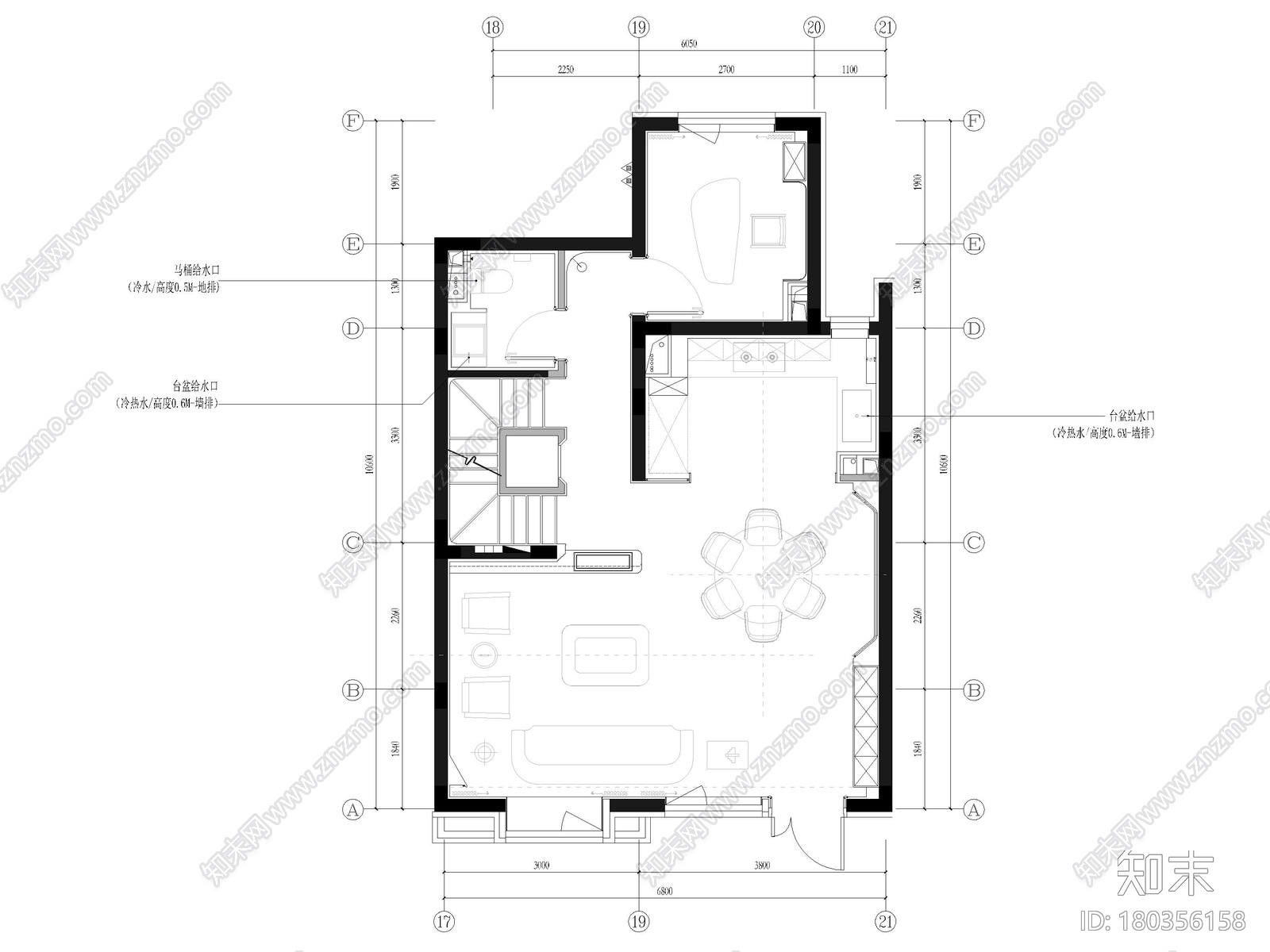 [天津]237㎡三居室下叠别墅装修设计施工图施工图下载【ID:180356158】