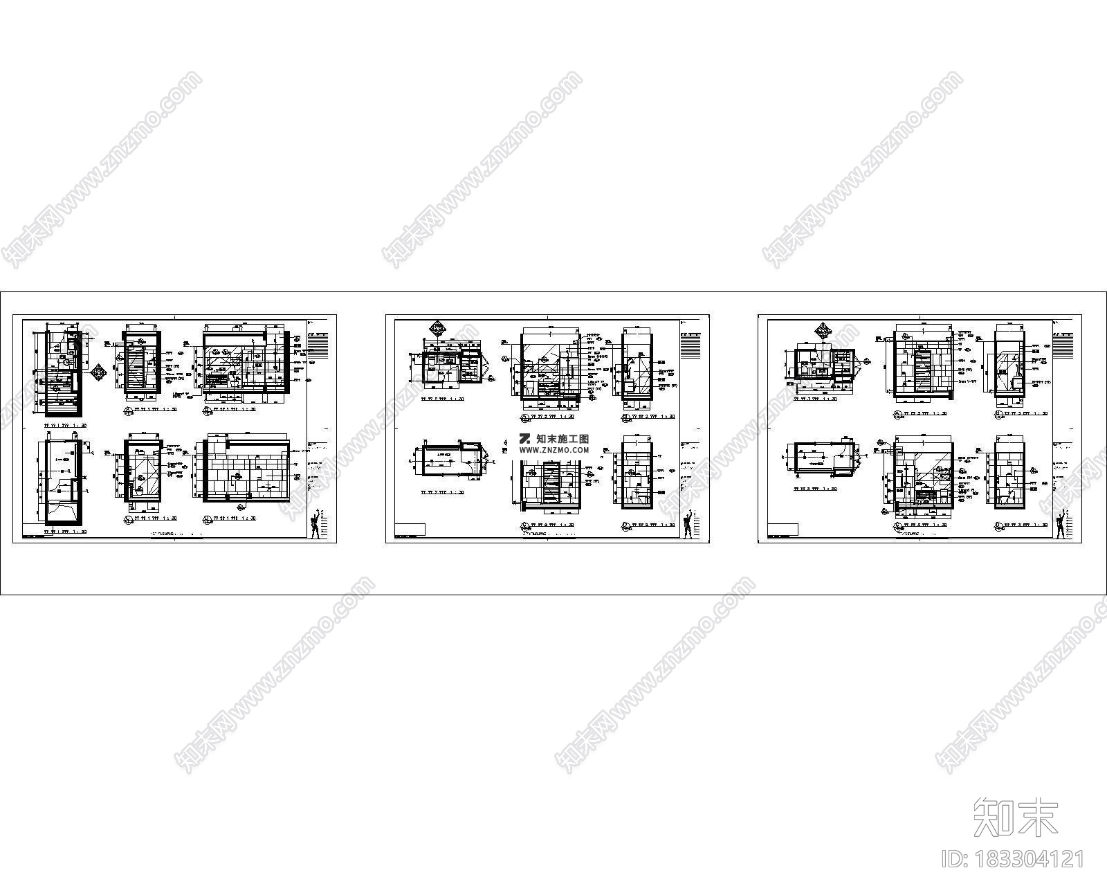 上海九间堂C3型别墅施工图CAD下载dwg文件下载施工图下载【ID:183304121】