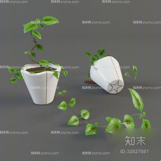 绿色盆栽3D模型下载【ID:32827081】