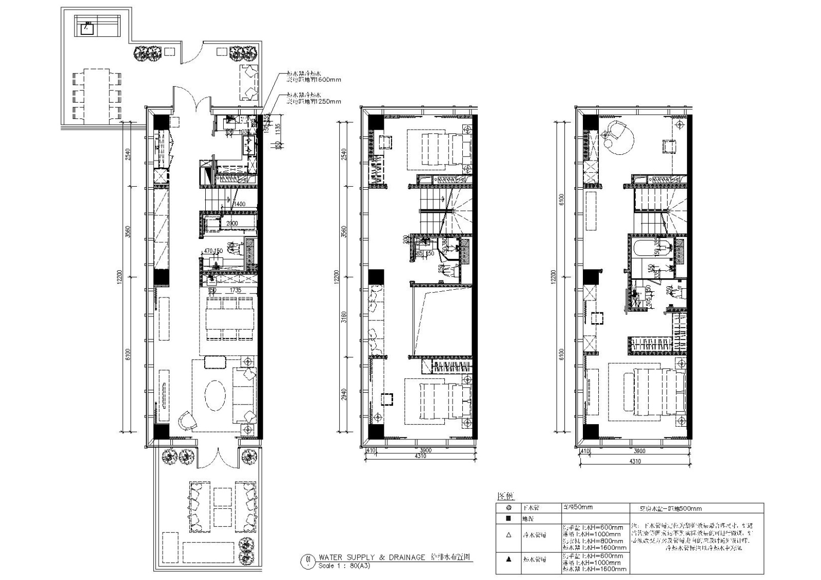 [北京]知名地产三层311㎡现代样板间施工图cad施工图下载【ID:160068188】