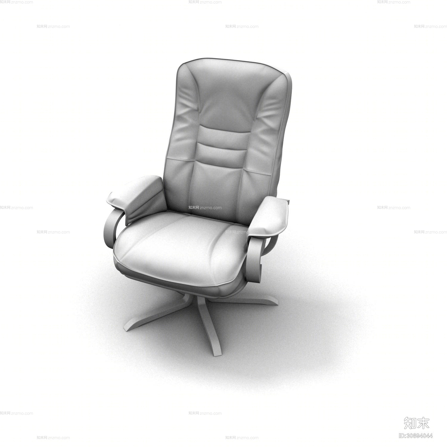 现代白模皮质扶手椅3D模型下载【ID:30894044】