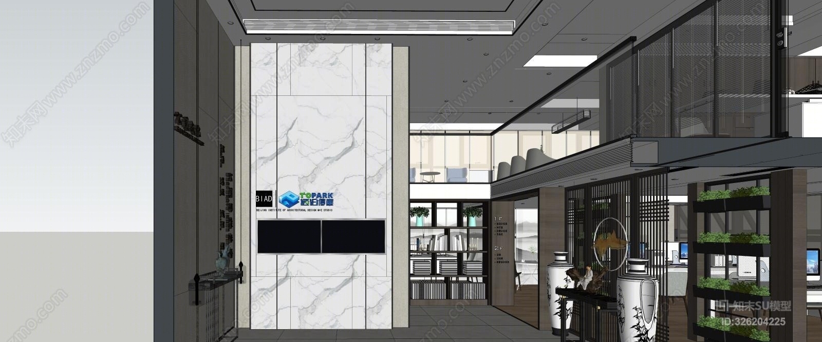 现代办公空间设计SU模型下载【ID:326204225】