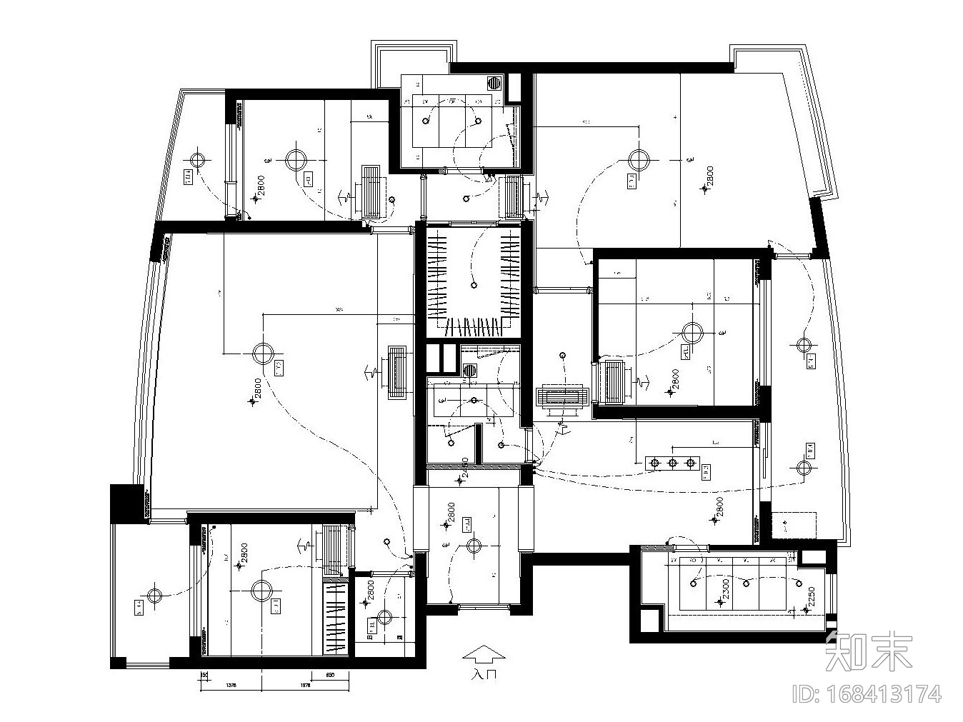 上海世纪花园欧式简约样板房装修施工图（附效果图）cad施工图下载【ID:168413174】