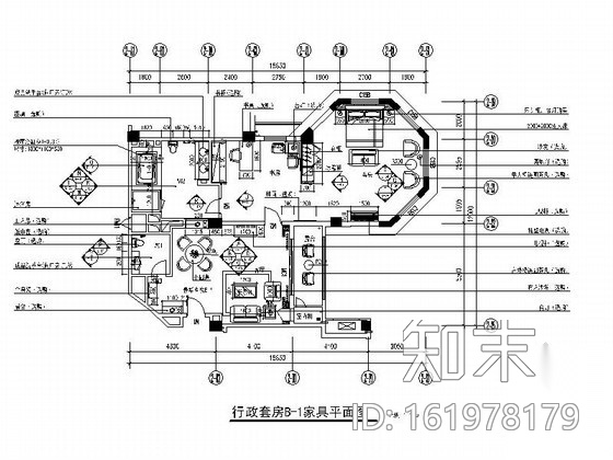 豪华酒店B型行政套房室内装修图cad施工图下载【ID:161978179】