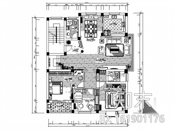 [浙江]某跃层大户型家装设计图cad施工图下载【ID:161901176】