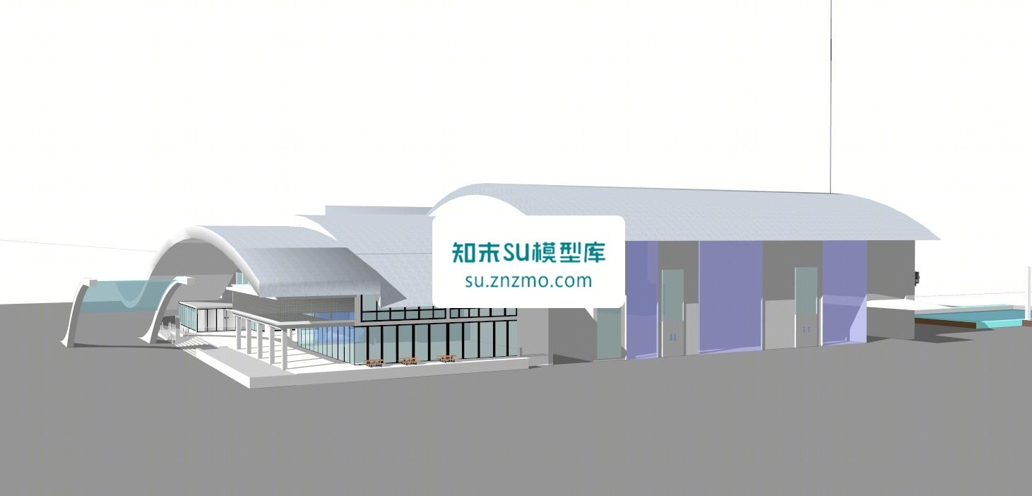 现代曲线综合展馆建筑SU模型下载【ID:148487214】