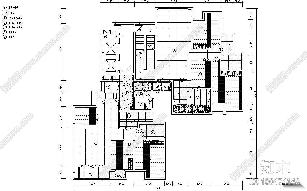 湖南中式260㎡两套三房两厅住宅装修施工图cad施工图下载【ID:180474148】