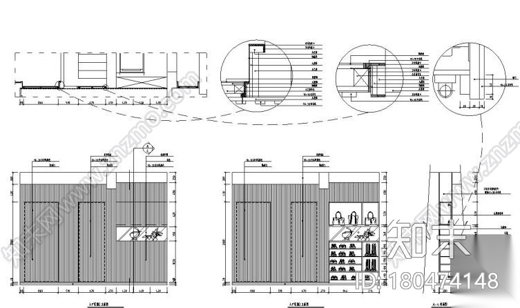 湖南中式260㎡两套三房两厅住宅装修施工图cad施工图下载【ID:180474148】