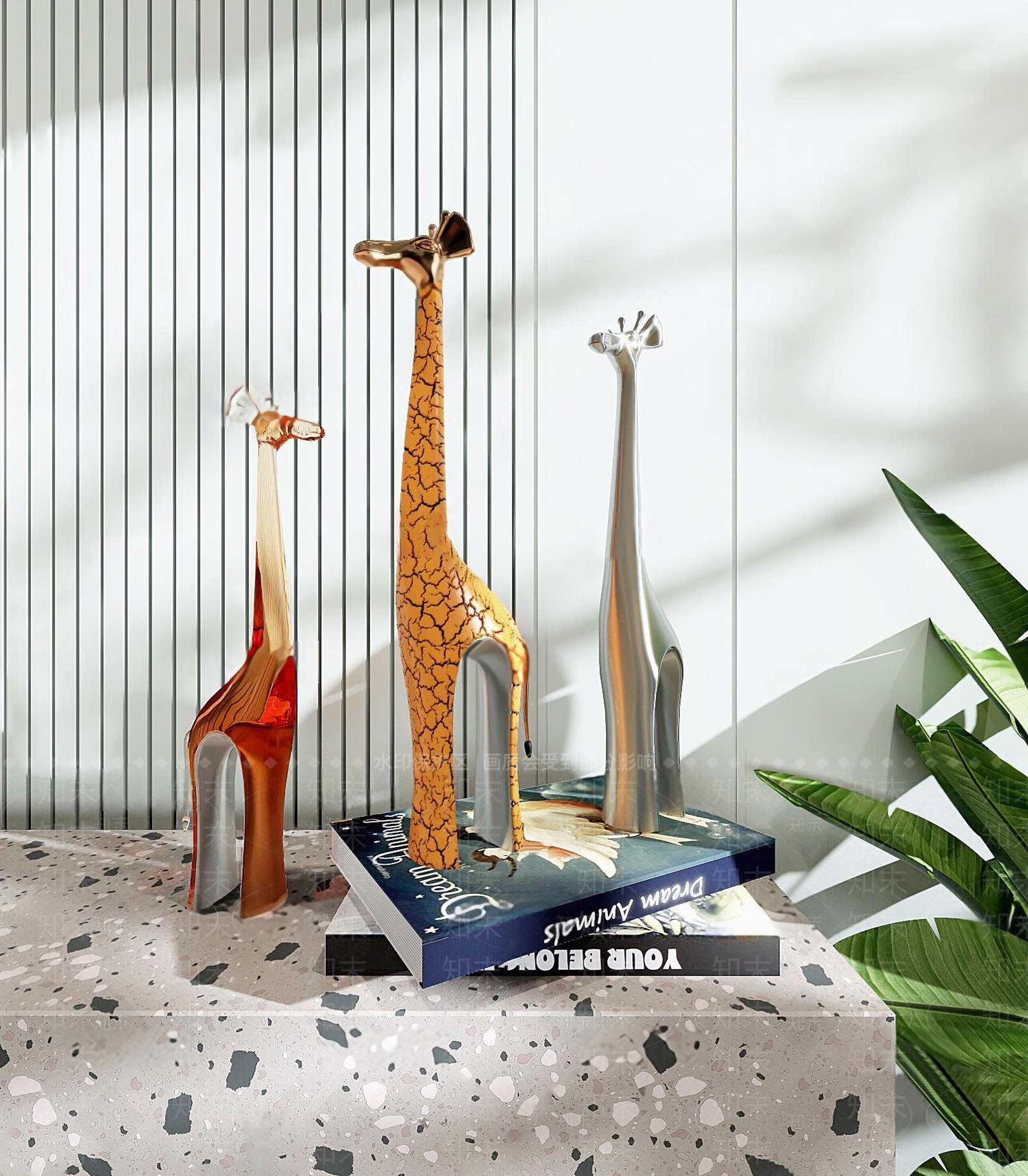 现代长颈鹿摆件组合3D模型下载【ID:1117098723】