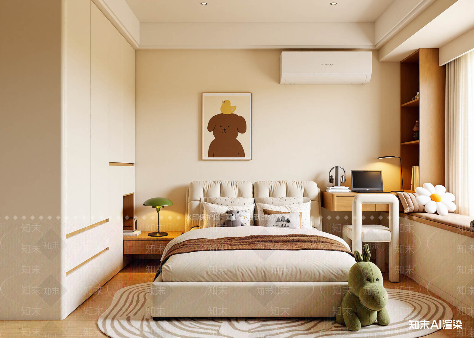奶油通用儿童房3D模型下载【ID:1215147628】