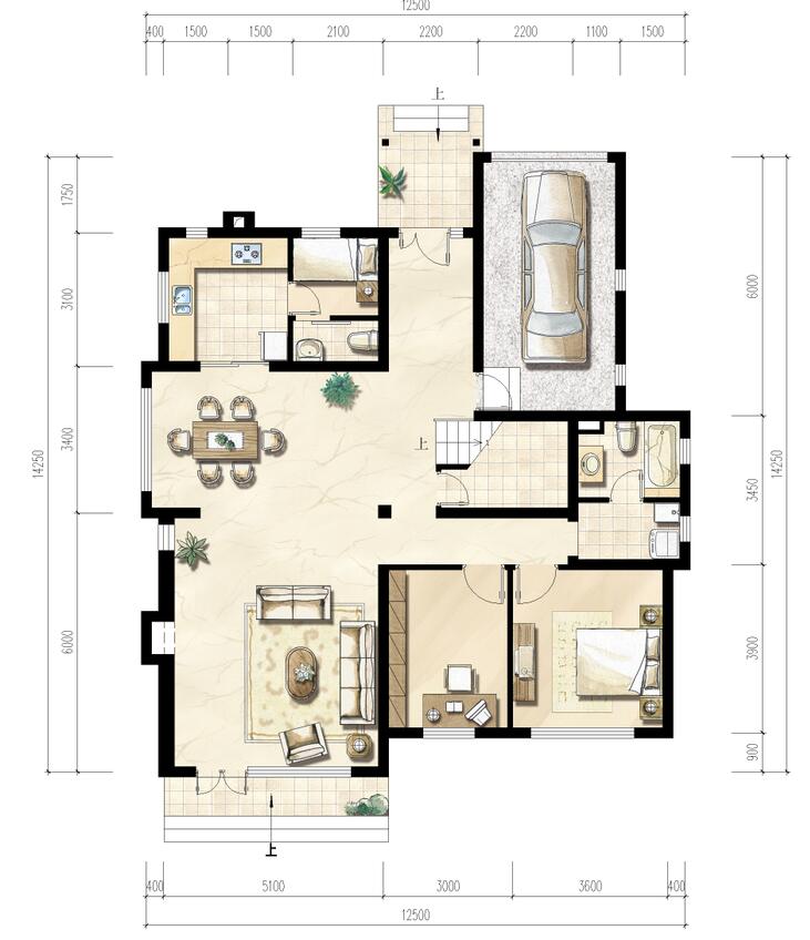 二层半独栋别墅，砌体结构别墅建筑文本（包含CAD+效果图...施工图下载【ID:168110110】