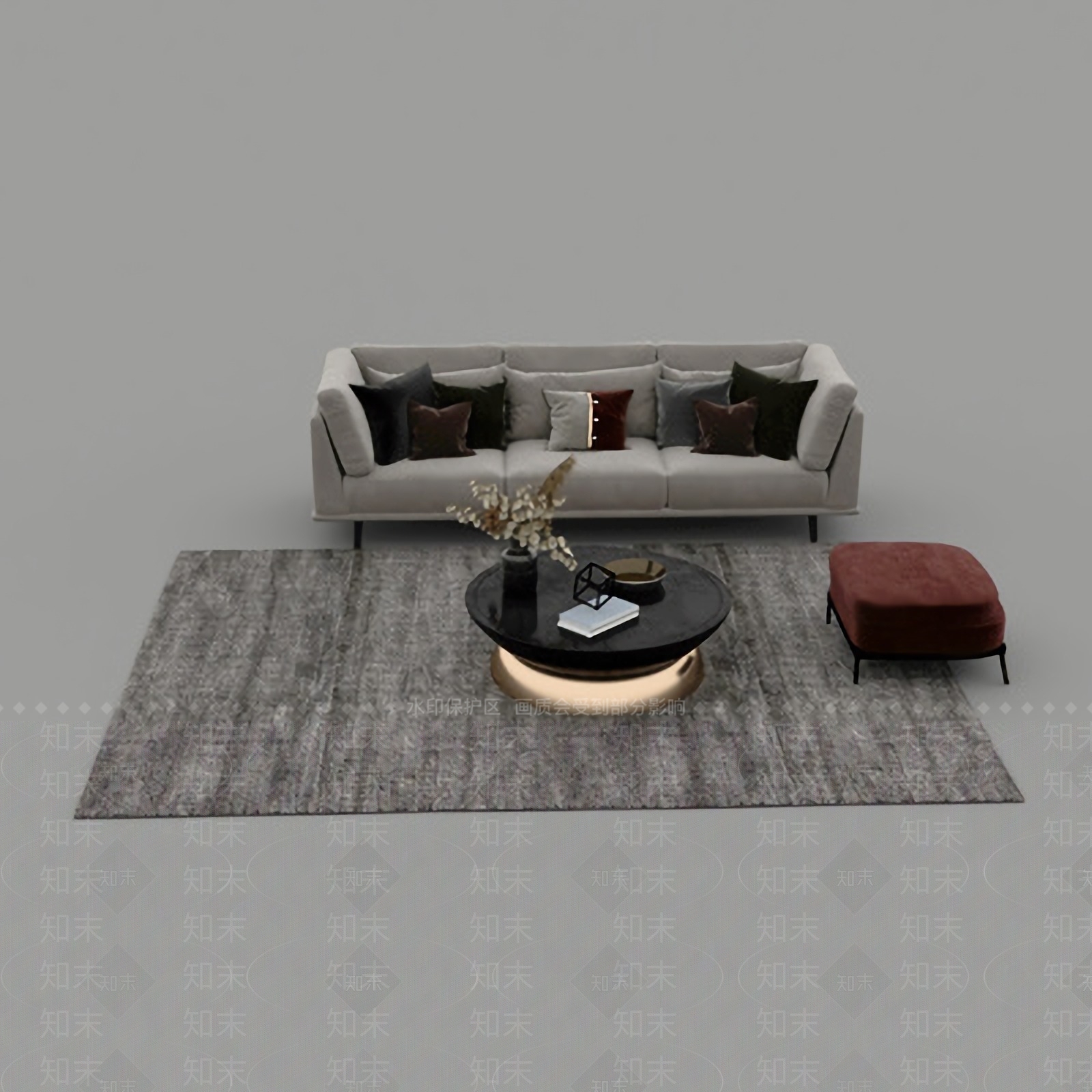现代沙发茶几组合免费3D模型下载【ID:1123248674】