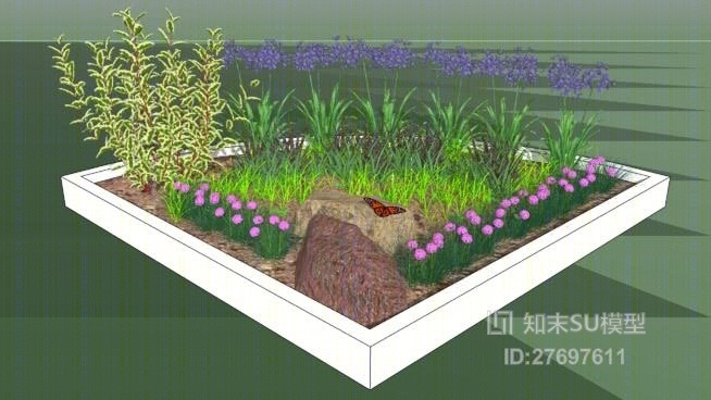 现代花草SU模型草图