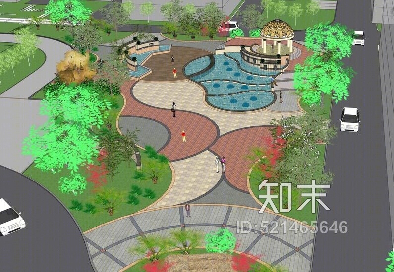 办公广场景观SU模型下载【ID:521465646】