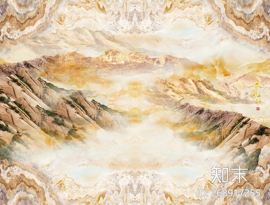 锦秀山河背景墙贴图下载【ID:268917255】