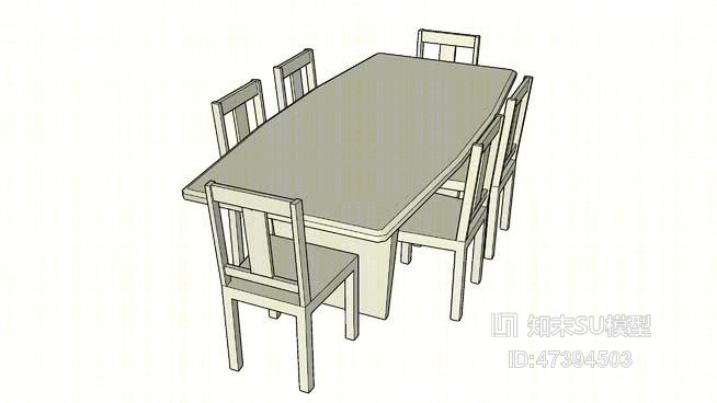 餐桌椅组合SU模型下载【ID:717925738】