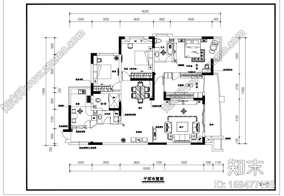 简约风格三居家装|CAD施工图|cad施工图下载【ID:169477195】