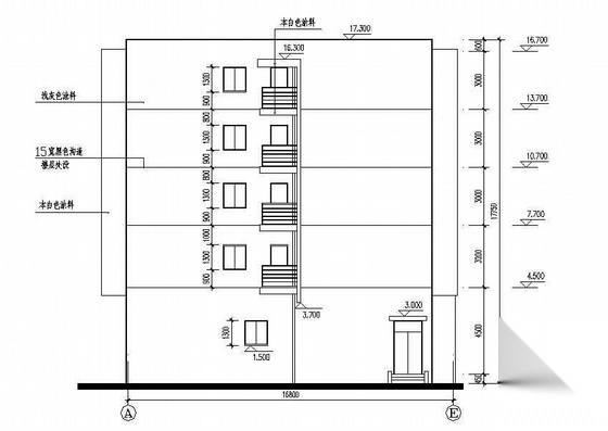 某五层会所建筑施工图cad施工图下载【ID:167385130】