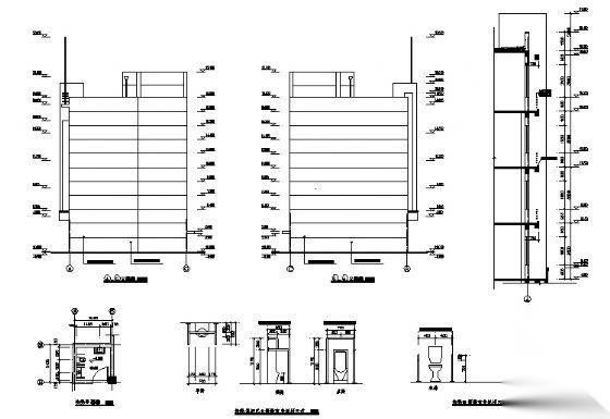 某六层办公楼建筑施工图cad施工图下载【ID:151435168】