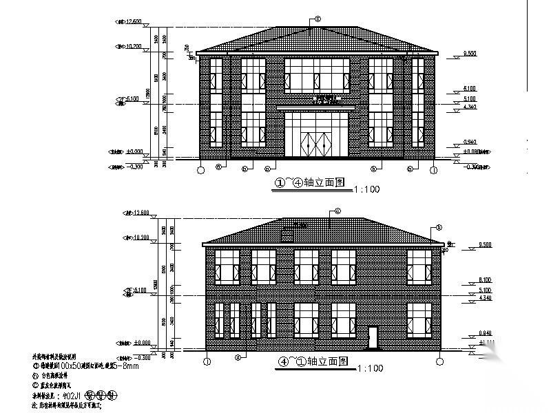 [宁夏]经典学院风格中学食堂建筑施工图cad施工图下载【ID:151544130】