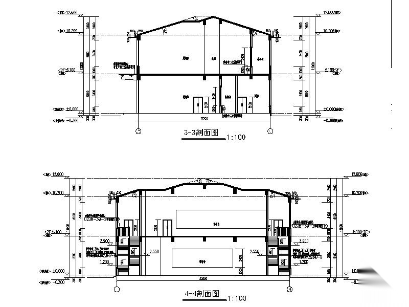 [宁夏]经典学院风格中学食堂建筑施工图cad施工图下载【ID:151544130】