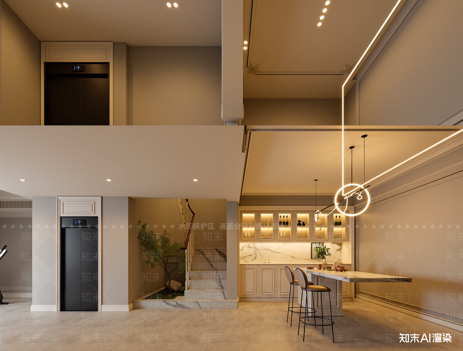 现代客餐厅3D模型下载【ID:1222105985】