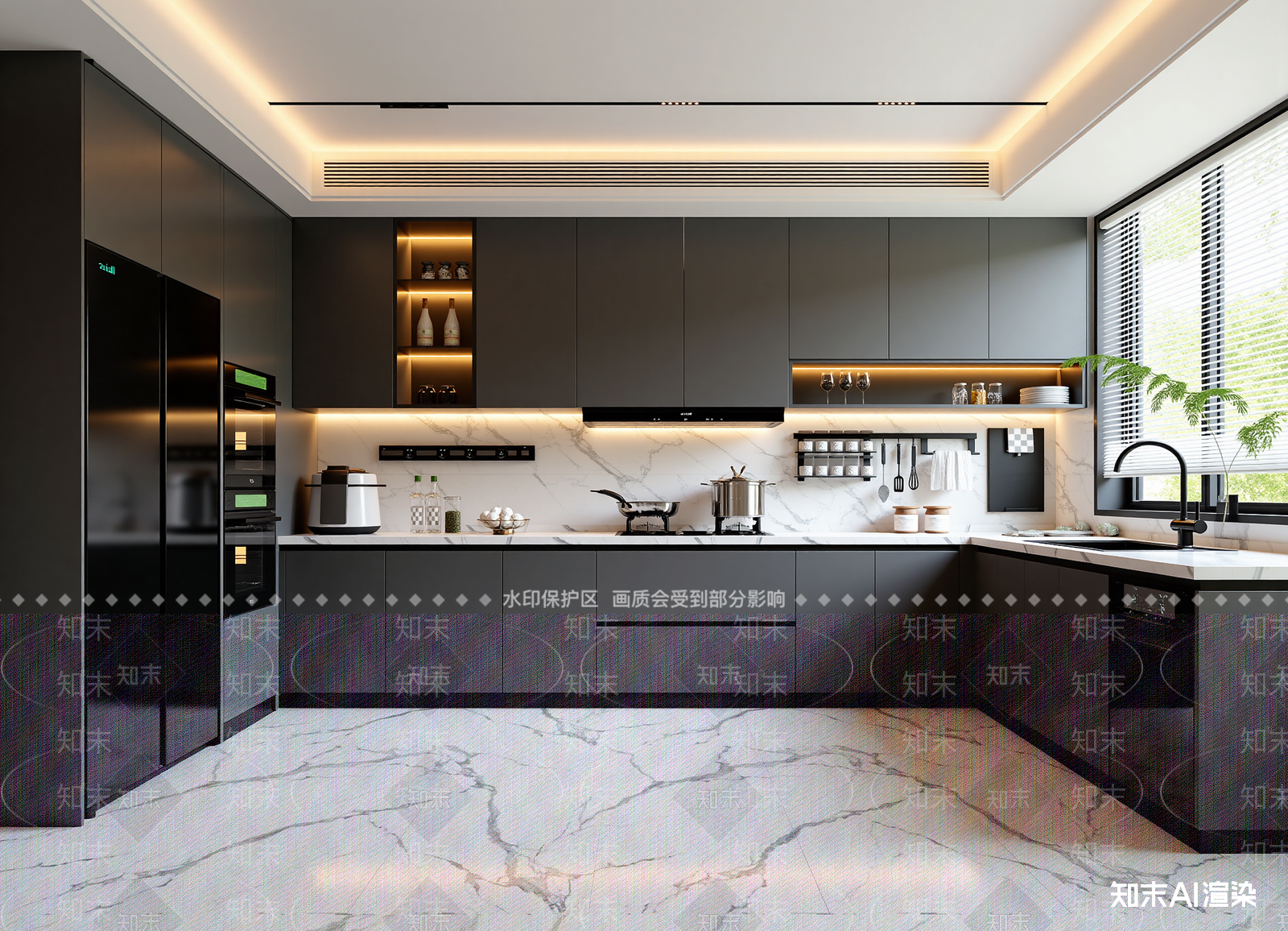 现代开放式厨房3D模型下载【ID:1214733132】