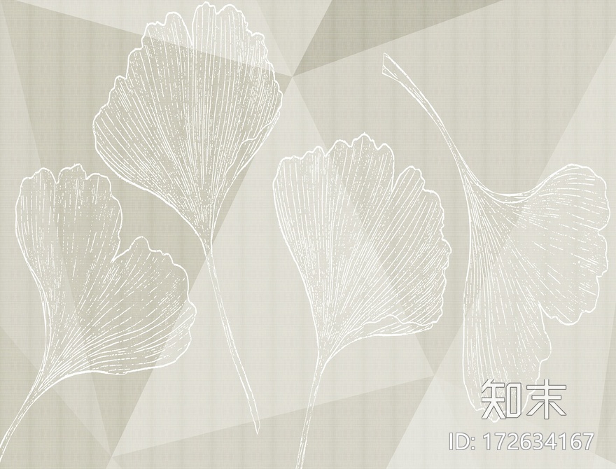 现代树叶图案墙布贴图下载【ID:172634167】