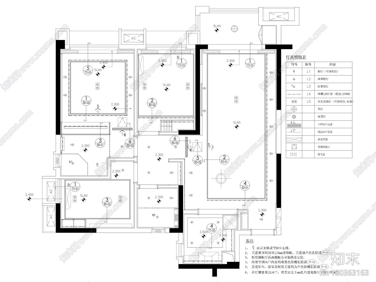 [广东]雅居乐100㎡三居轻奢家装装修施工图施工图下载【ID:180363163】