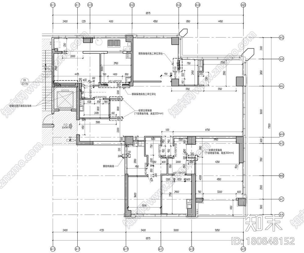 轻奢海珀外滩283m2大平层施工图cad施工图下载【ID:180848152】