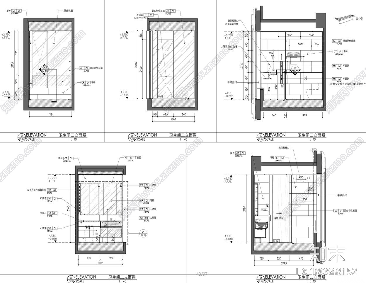 轻奢海珀外滩283m2大平层施工图cad施工图下载【ID:180848152】