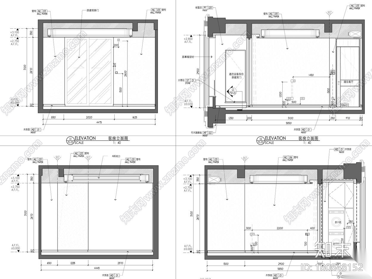 轻奢海珀外滩283m2大平层施工图cad施工图下载【ID:180848152】