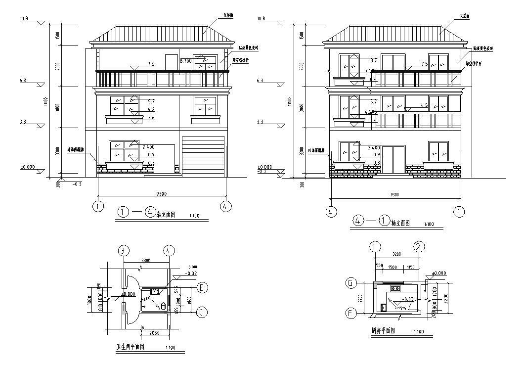 半框架半砖混结构独栋别墅建筑施工图设计施工图下载【ID:151389122】