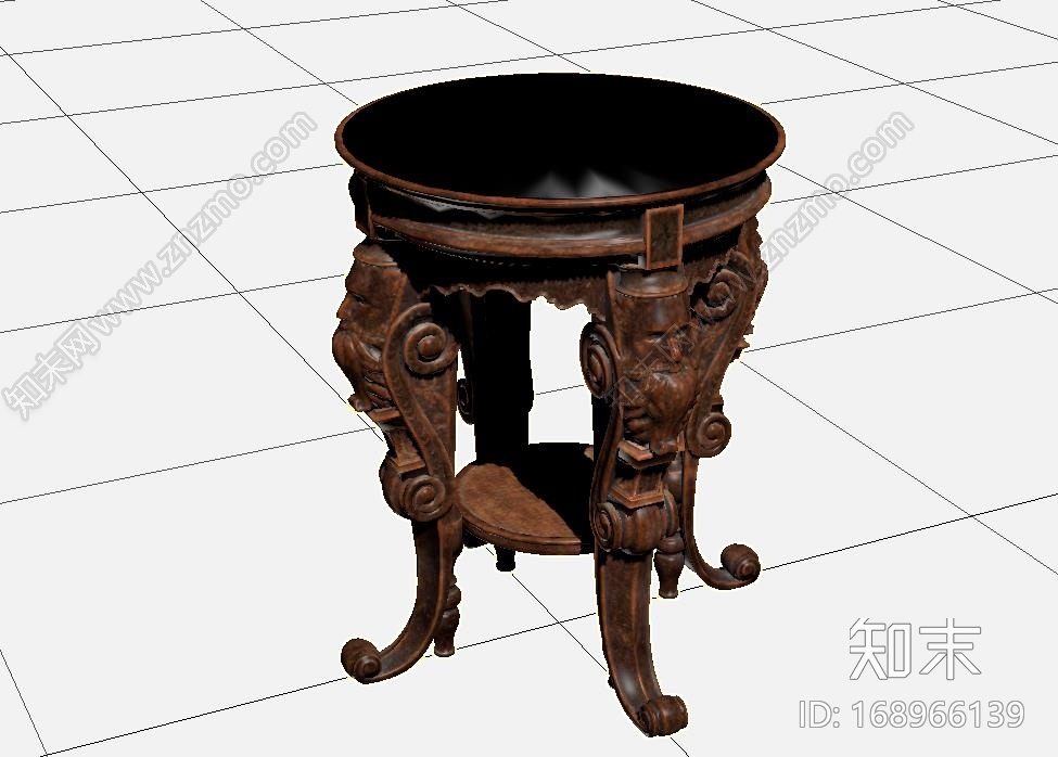 复古古代精致木雕凳子CG模型下载【ID:168966139】
