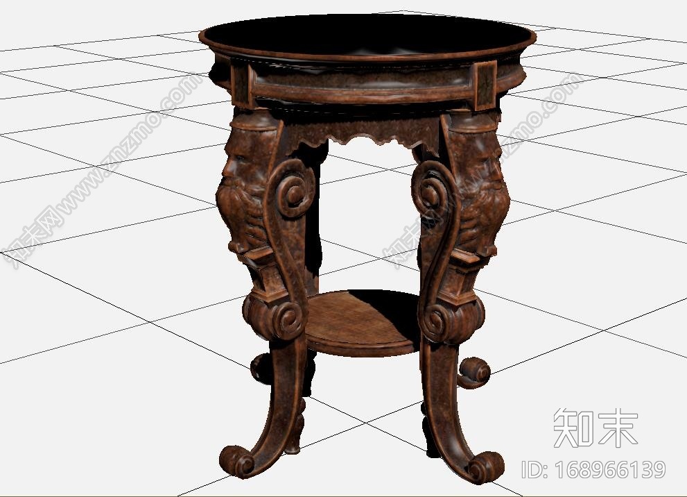 复古古代精致木雕凳子CG模型下载【ID:168966139】