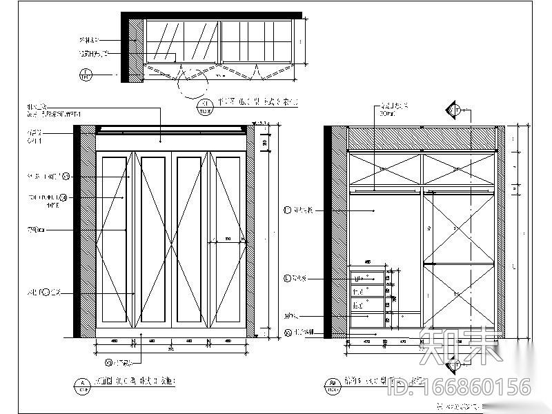 衣柜立面图cad施工图下载【ID:166860156】