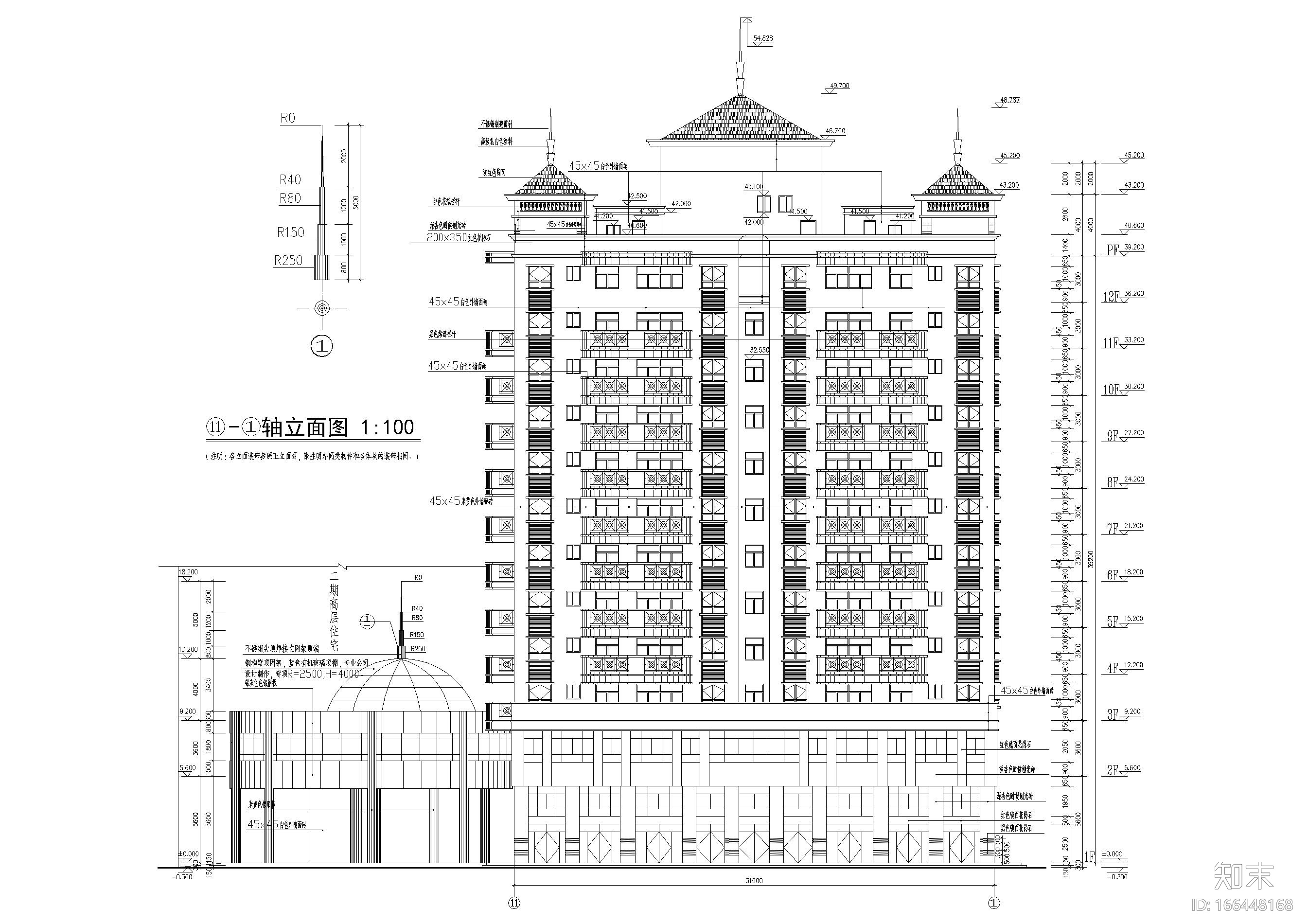 某十二层高层住宅建筑扩初图cad施工图下载【ID:166448168】