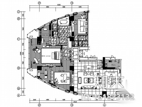 [厦门]现代简约酒店总统套房设计CAD施工图cad施工图下载【ID:161873132】