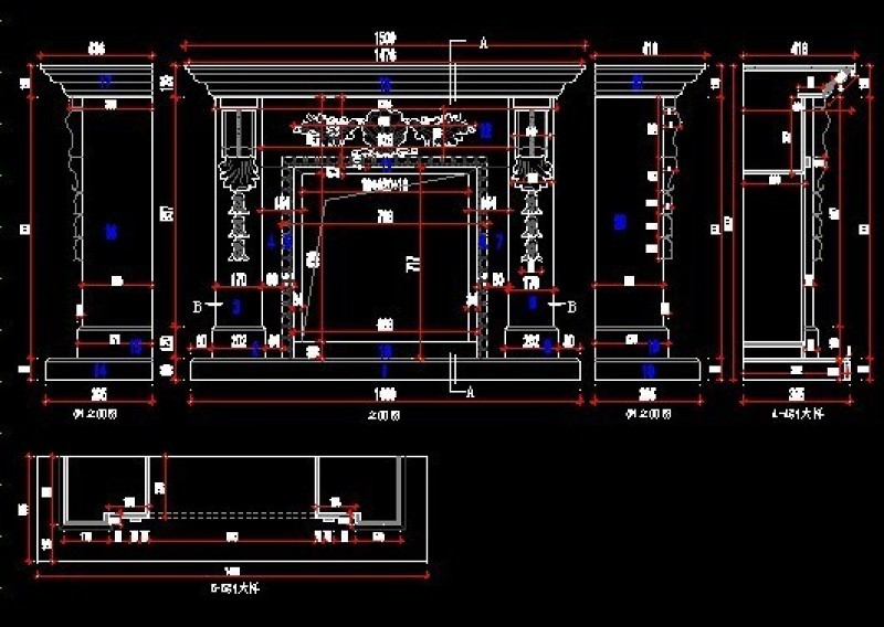 壁炉CAD素材cad施工图下载【ID:149639159】