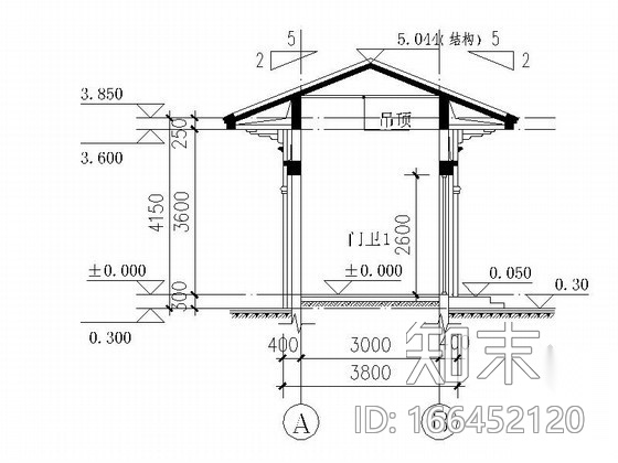 [江苏]某小学欧式门卫建筑施工图cad施工图下载【ID:166452120】