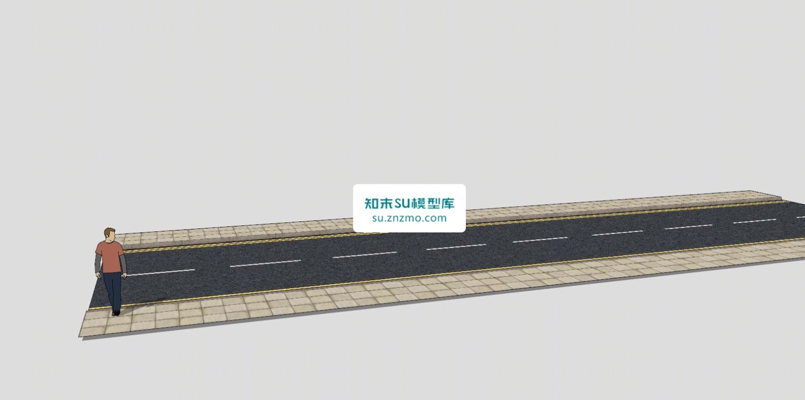 马路水泥路公路场景SU模型下载【ID:148487134】