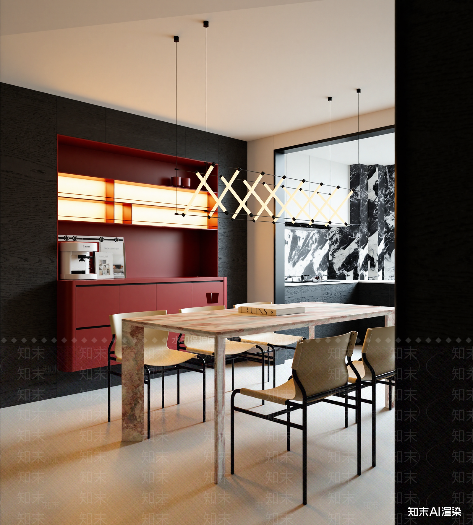 现代酒店餐厅3D模型下载【ID:1221620226】