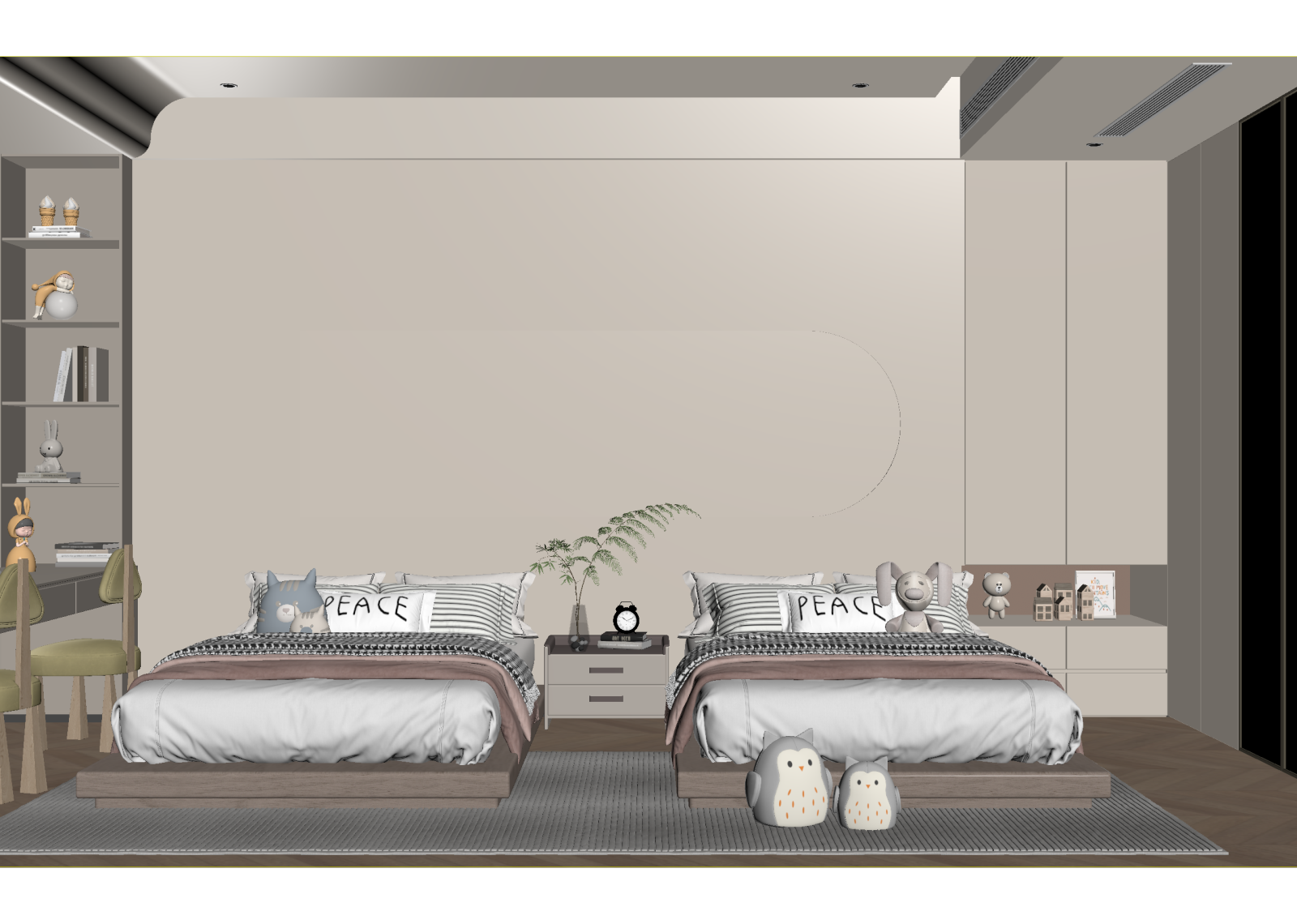 奶油通用儿童房3D模型下载【ID:1214647767】