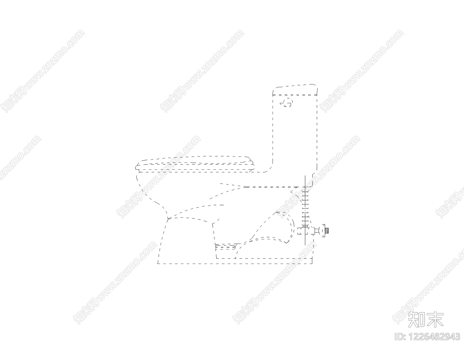 马桶侧面cad施工图下载【ID:1226482943】